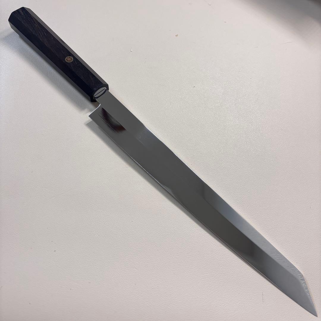 【特価限定】270mm 切付柳刃包丁 鏡面　黒檀八角柄 刺身包丁 「全鋼」'ᗤ