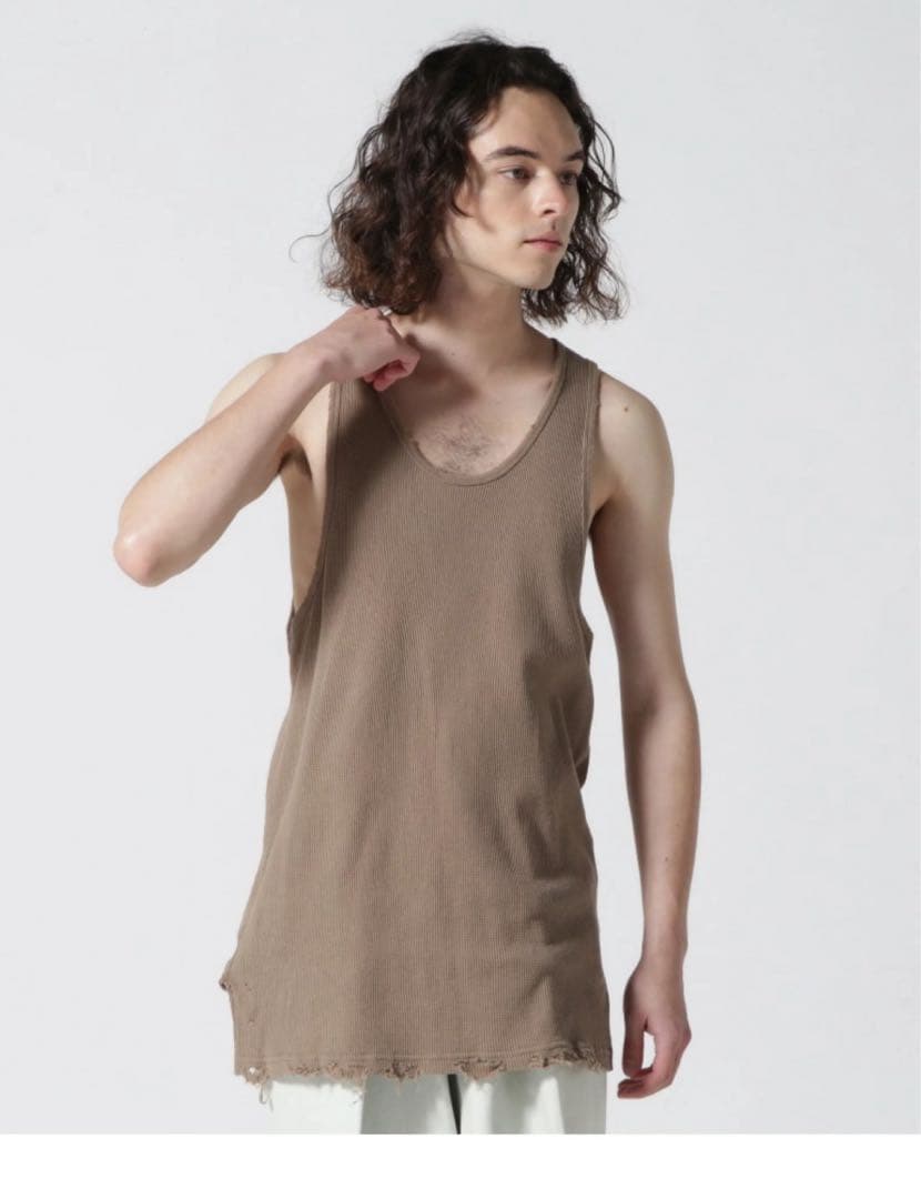 トップス ANCELLM DAMAGE WAFFLE TANKTOP