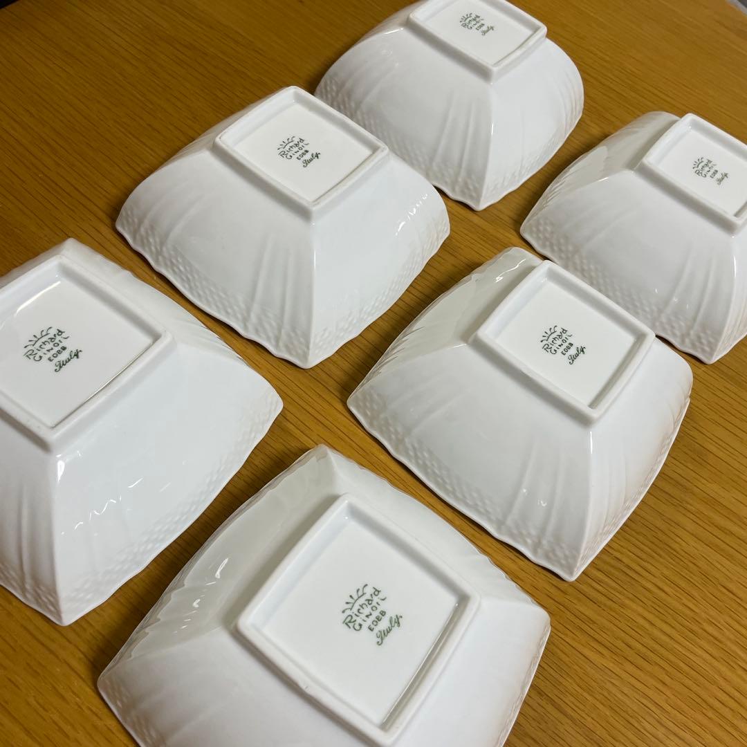 美品❗️リチャードジノリ　ベッキオホワイト　スクエアボウル　6個セット❗️