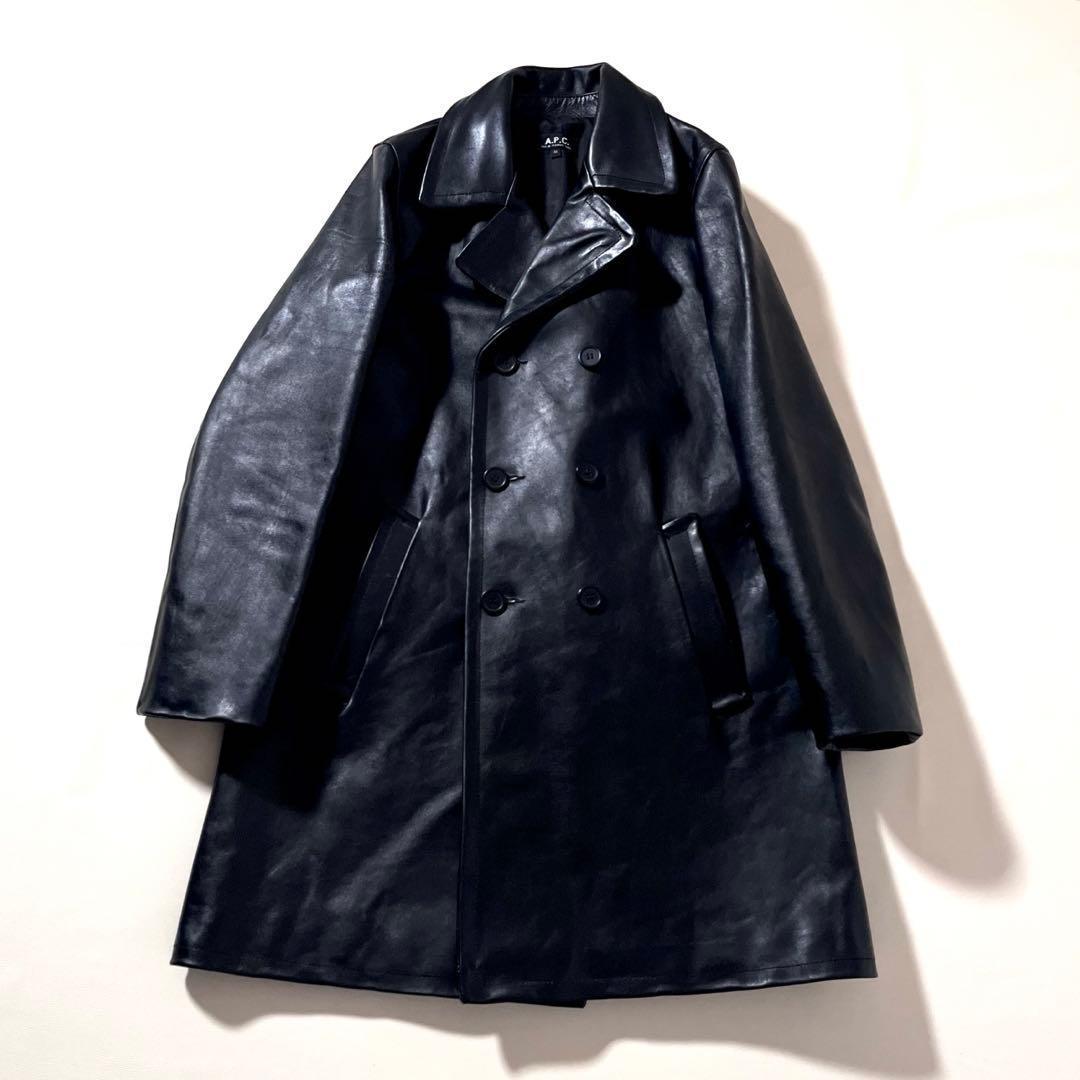 【美品】A.P.C.　レザー コート　ダブル　ブラック　黒　Mサイズ　アーカイブ