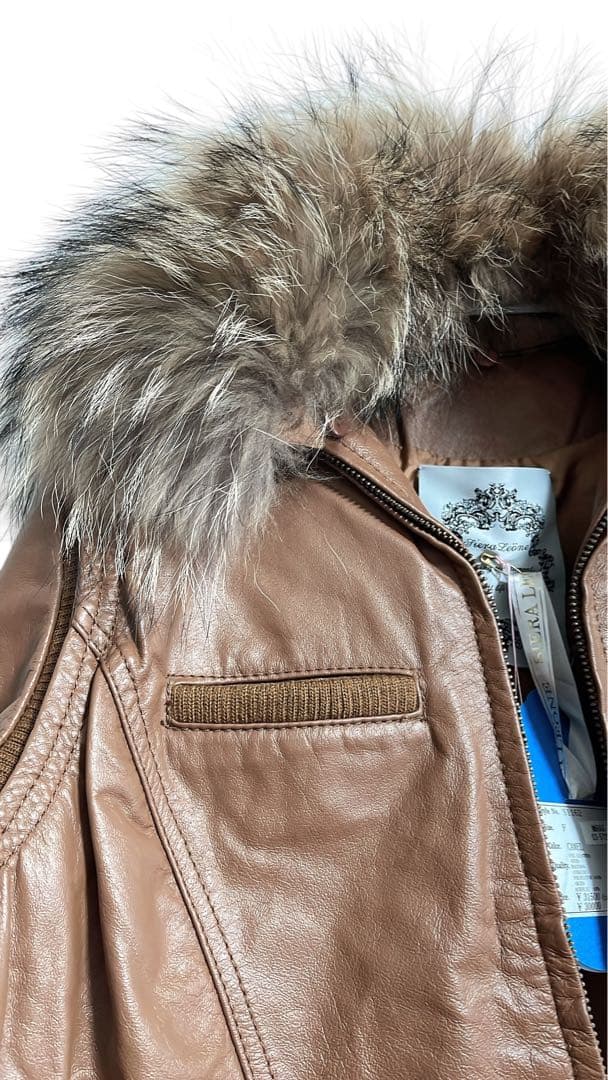 ブラウン　リアルレザー　ジャケット リアルファー　新品タグ付き　本革