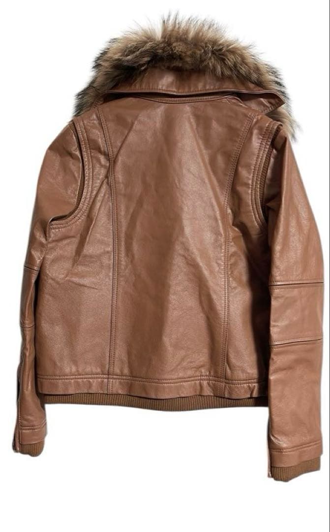 ブラウン　リアルレザー　ジャケット リアルファー　新品タグ付き　本革