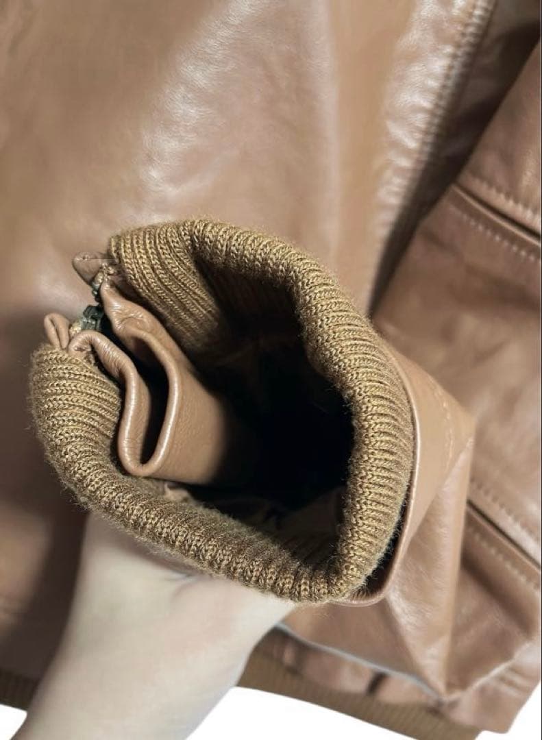 ブラウン　リアルレザー　ジャケット リアルファー　新品タグ付き　本革