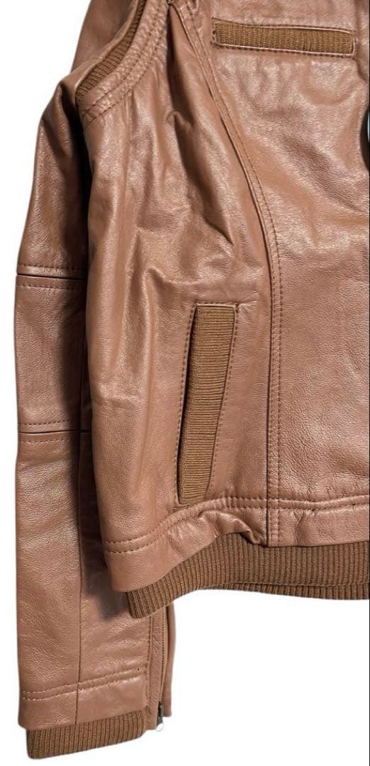 ブラウン　リアルレザー　ジャケット リアルファー　新品タグ付き　本革