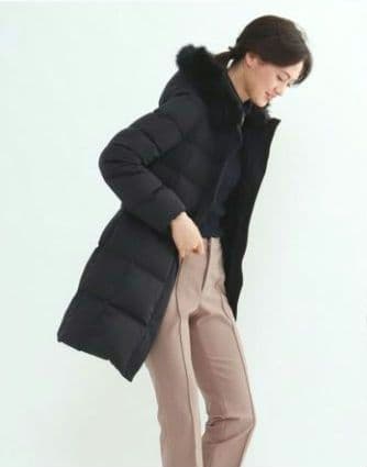 INDIVI シルキーサテンダウンコート フード付き 2way フォックスファー