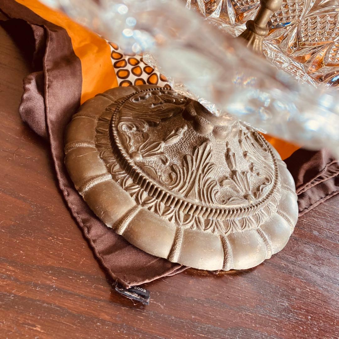 湯布院アンティーク イタリア クリスタルガラス キャンディフルーツ トレイ 真鍮