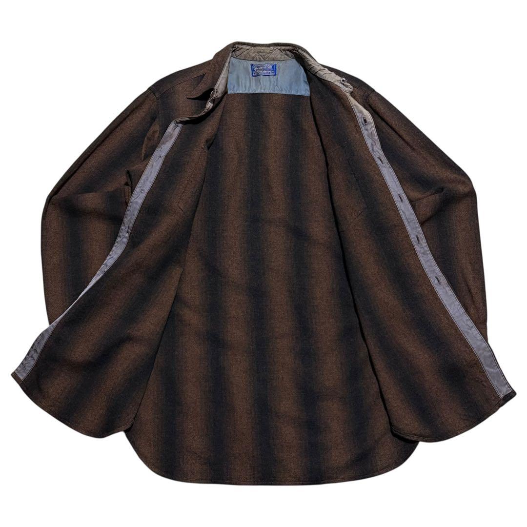 50s pendleton オンブレ シャドー ストライプ ウール シャツ 古着