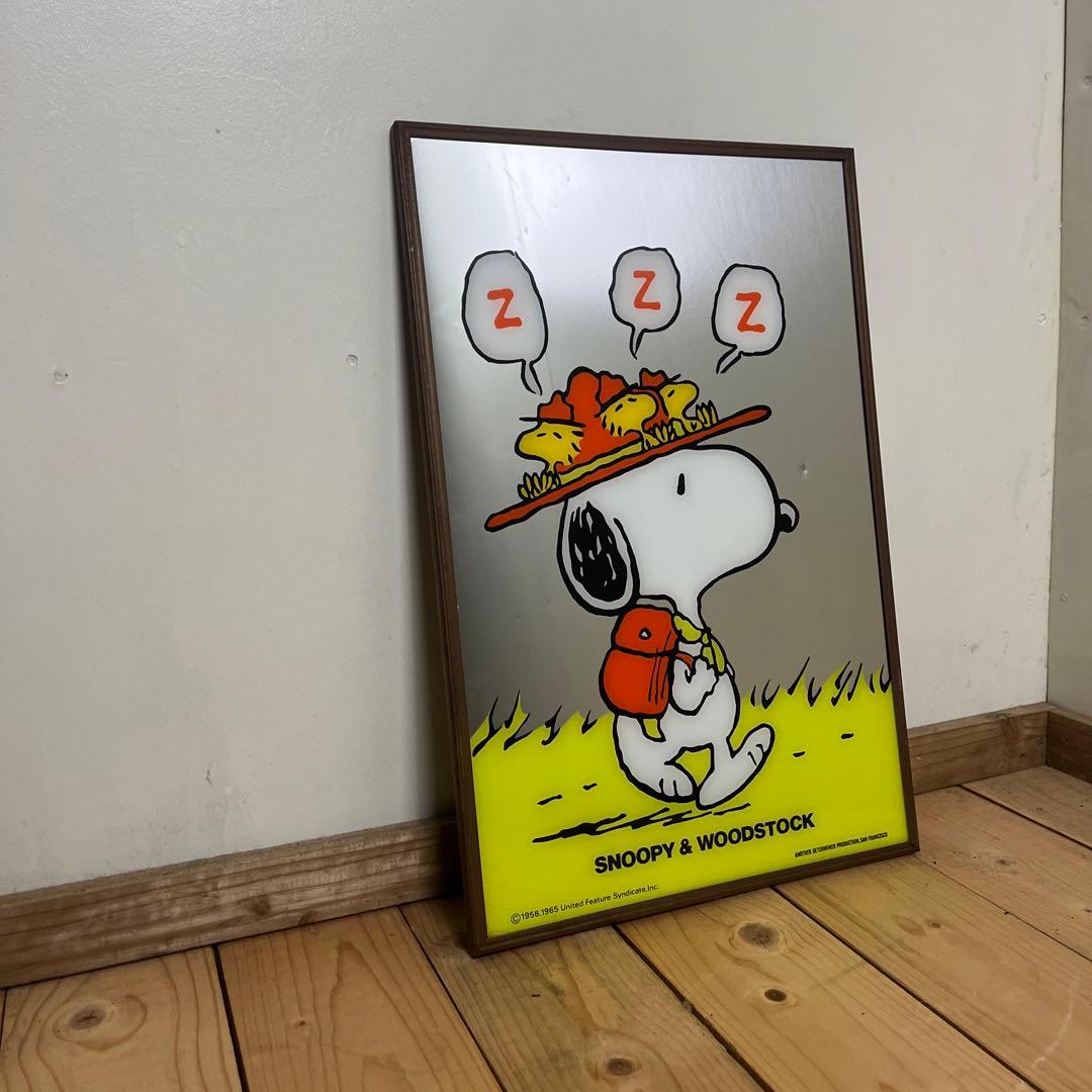 ビンテージ品 古雑貨◾️SNOOPY スヌーピー パブミラー 鏡 インテリア雑貨