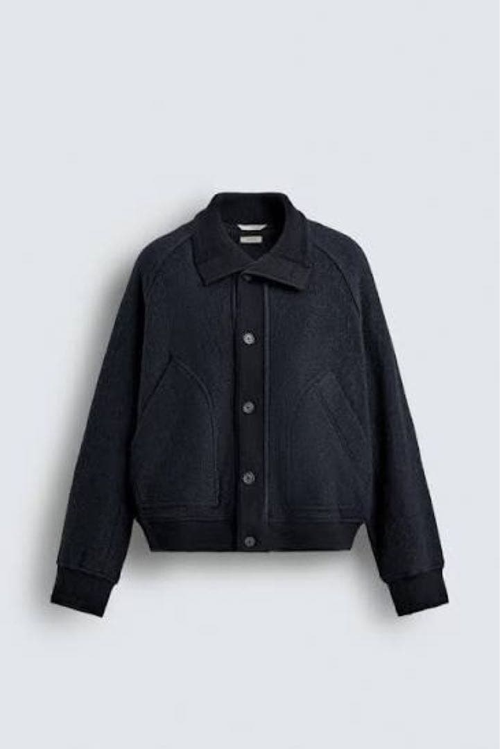 ZARA リブ襟切り替えジャケット ネイビー　Mサイズ