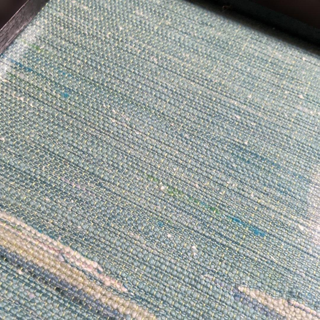 「優佳良織」ミズバショウ（つづれ）北海道　手芸工芸品　風景刺繍小型黒フレーム絵画