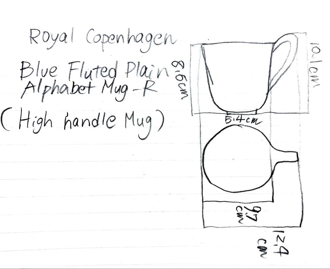 新品未使用　ロイヤルコペンハーゲン　ブルーフルーテッド　イニシャル【R】カップ