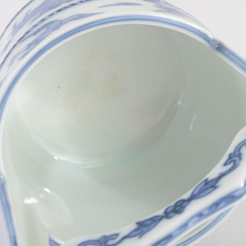 茶道具　平安和峰作　染付　花草神獣文　手桶茶入　共箱　V　9485