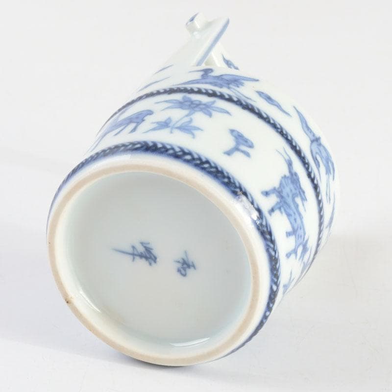 茶道具　平安和峰作　染付　花草神獣文　手桶茶入　共箱　V　9485