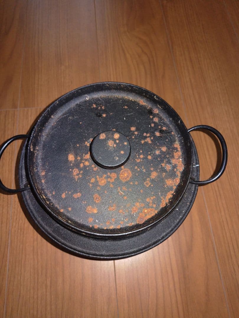 鋳鉄製 両手鍋 蓋付き 黒