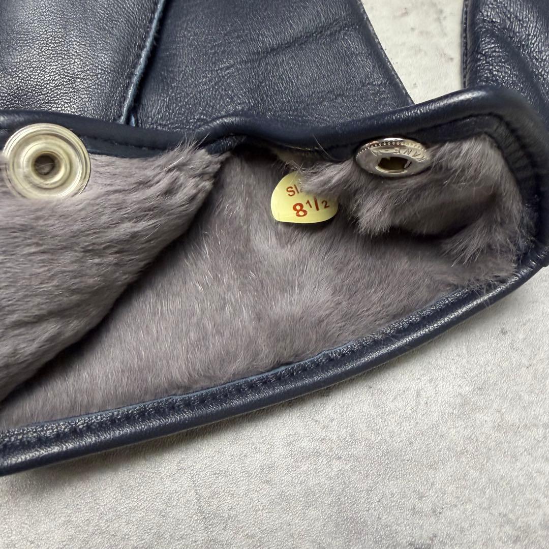 新品未使用 イングランド製 DENTS デンツ ラビットファー レザーグローブ