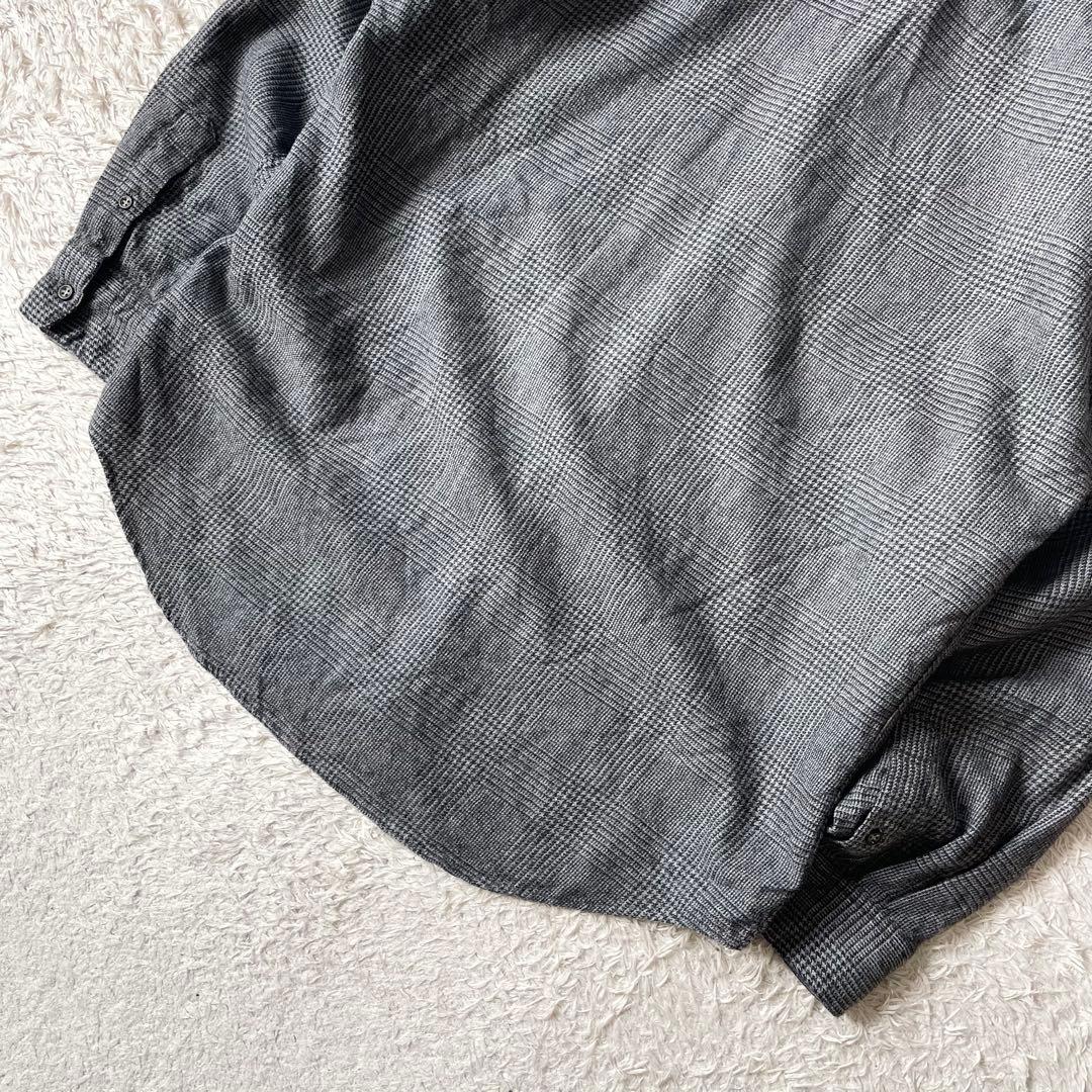 パパス 美品 PAPAS ウール ネルシャツ L グレー