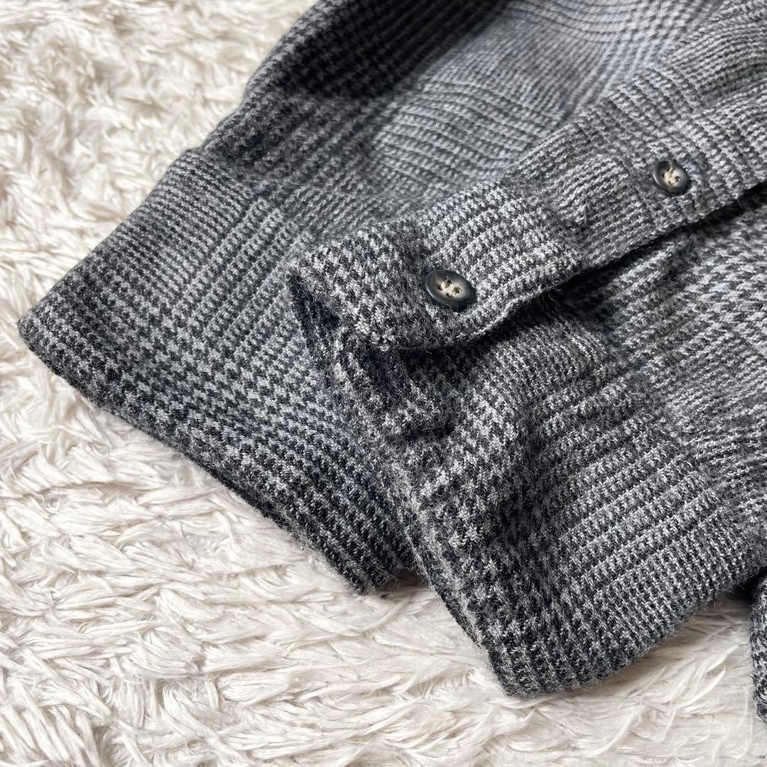 パパス 美品 PAPAS ウール ネルシャツ L グレー