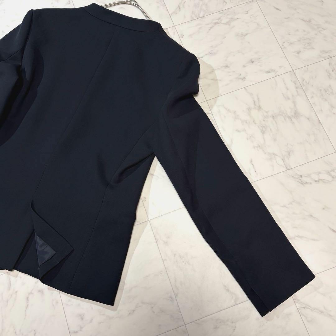 PLST プラステ 洗える セット ノーカラージャケット パンツ L ネイビー