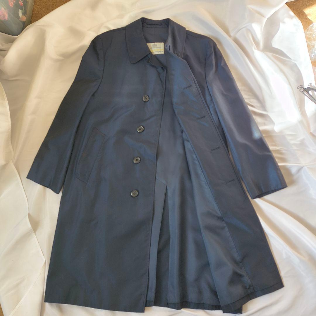 アクアスキュータム ネイビー ステンカラーコート M シルク 英国製