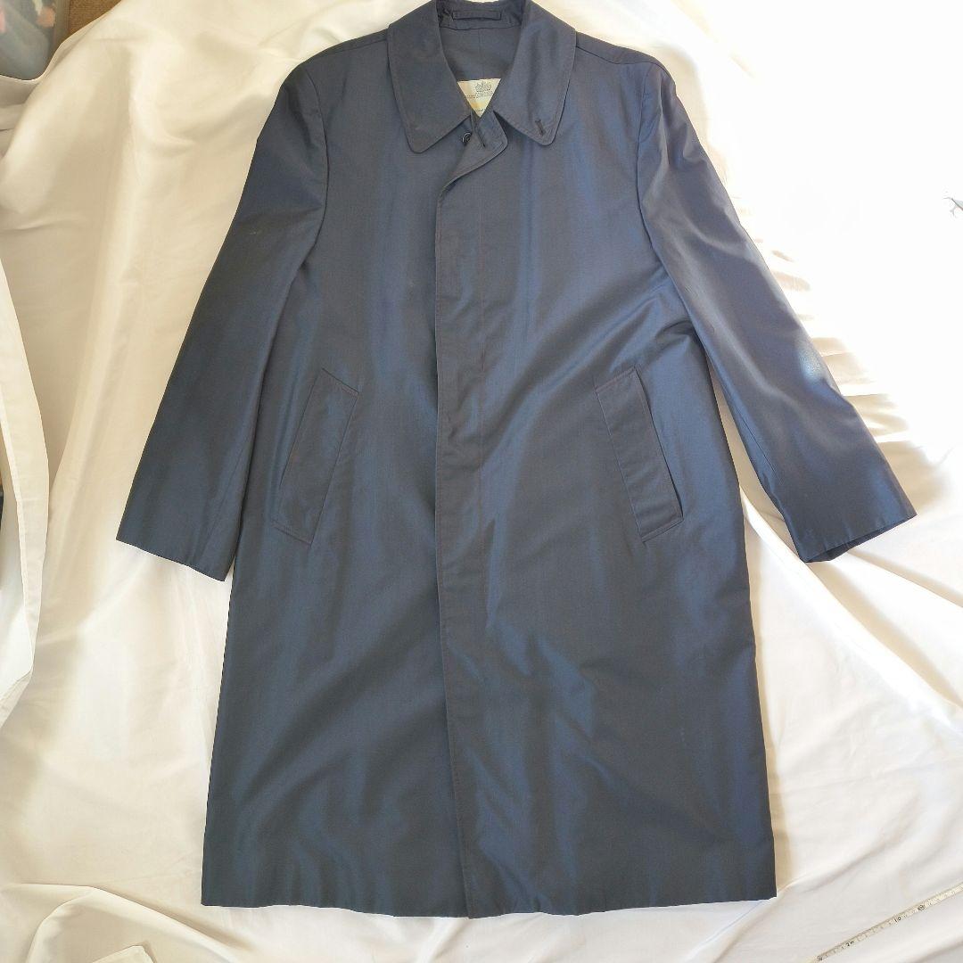 アクアスキュータム ネイビー ステンカラーコート M シルク 英国製