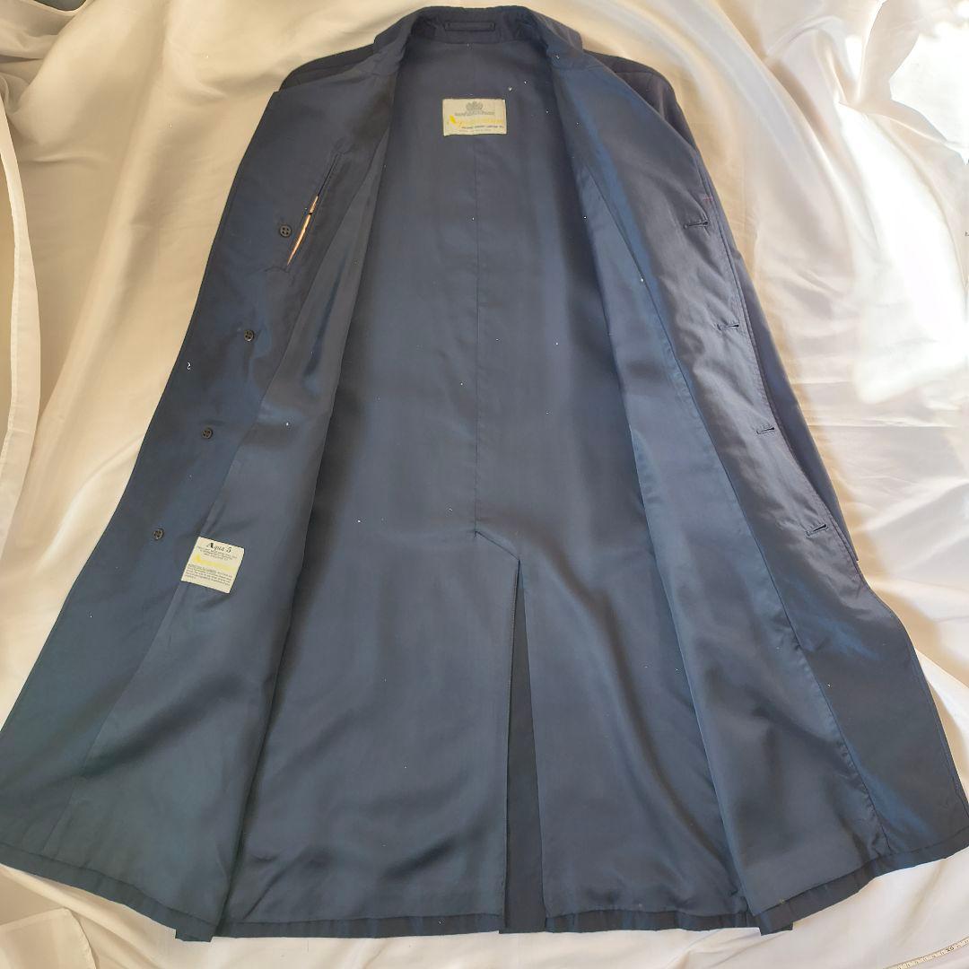 アクアスキュータム ネイビー ステンカラーコート M シルク 英国製