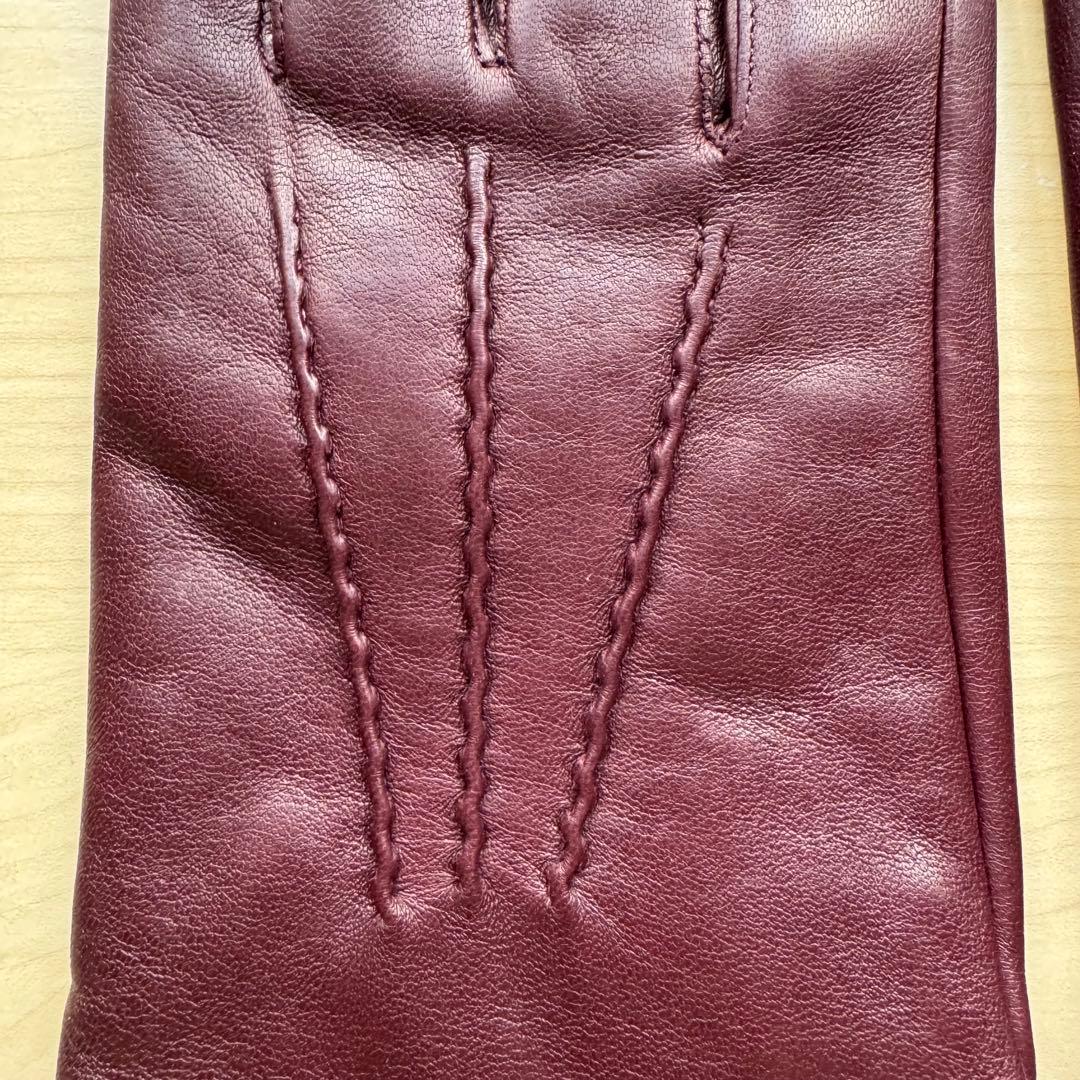 ★新品★ガラグローブ　メンズ　高級レザー手袋　ボルドー　スマホ対応　イタリア製