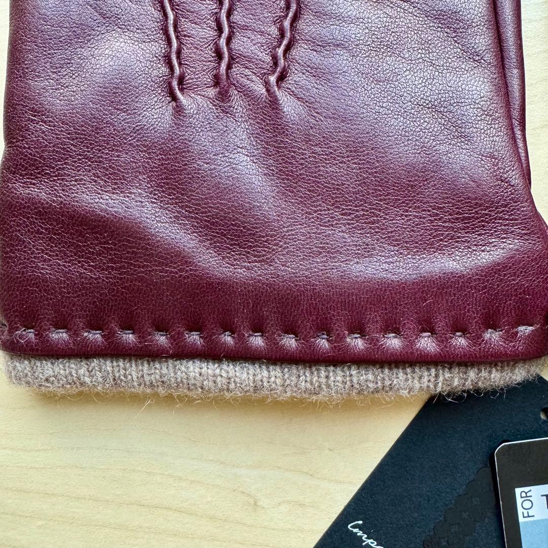 ★新品★ガラグローブ　メンズ　高級レザー手袋　ボルドー　スマホ対応　イタリア製