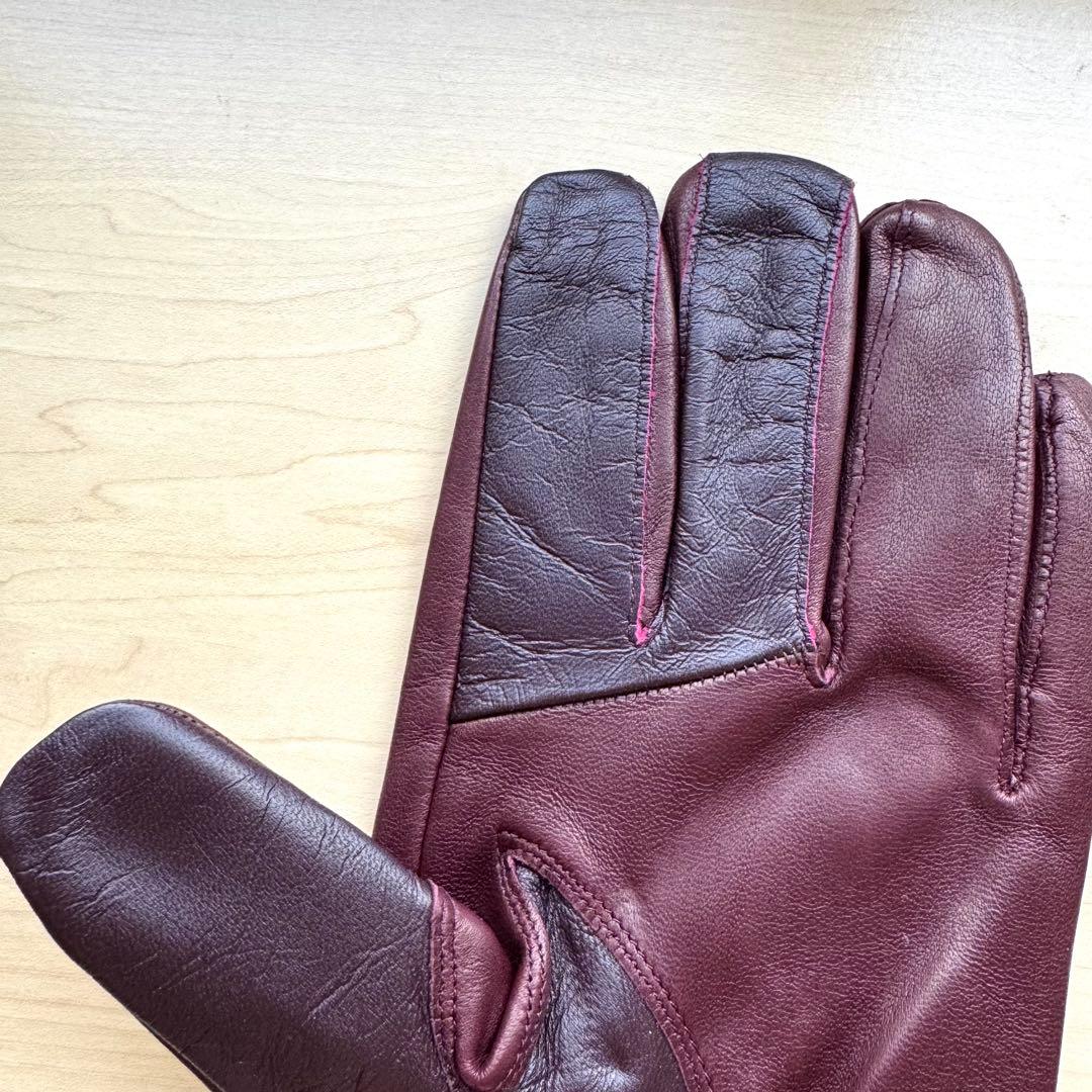 ★新品★ガラグローブ　メンズ　高級レザー手袋　ボルドー　スマホ対応　イタリア製