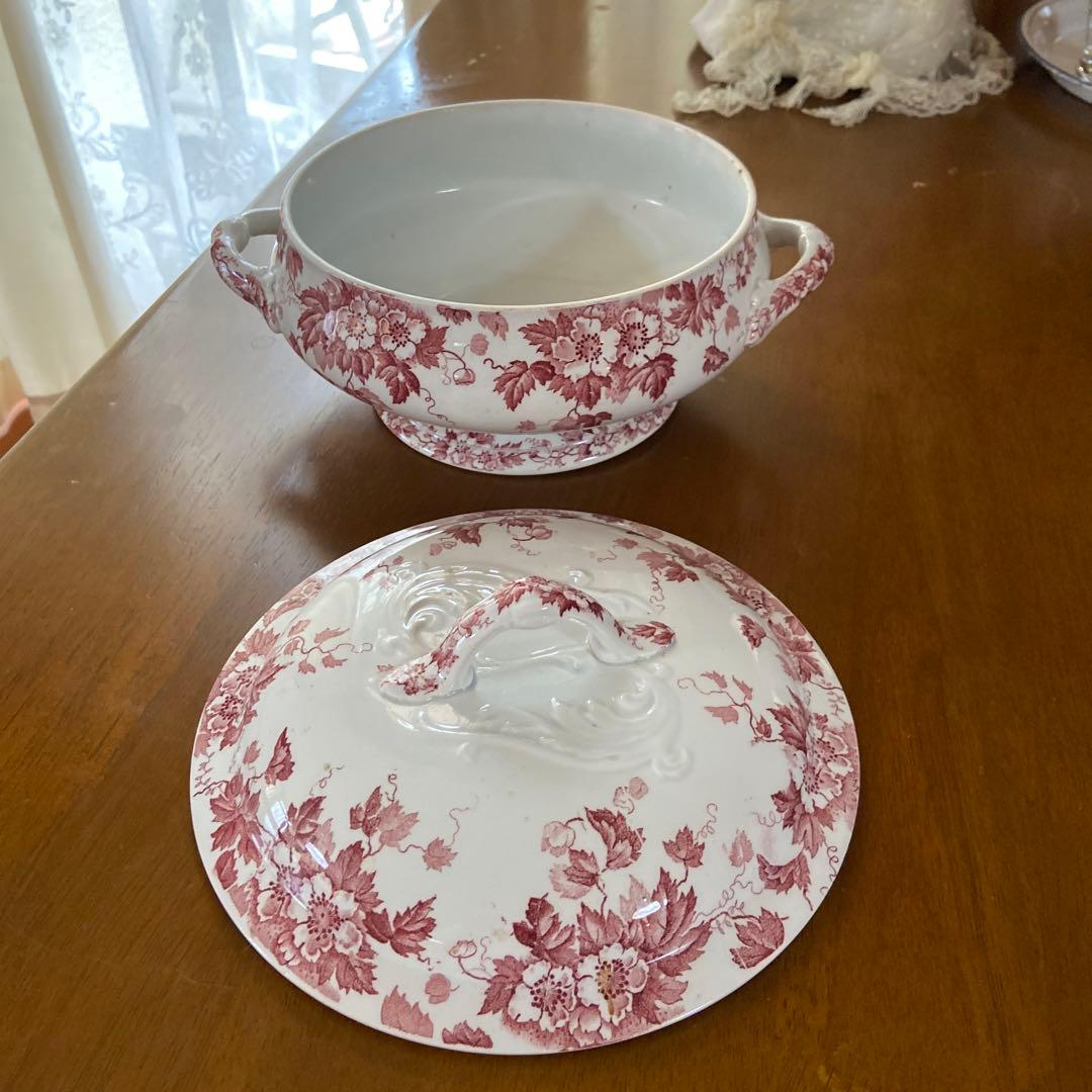 フランスアンティークスープチューリン赤