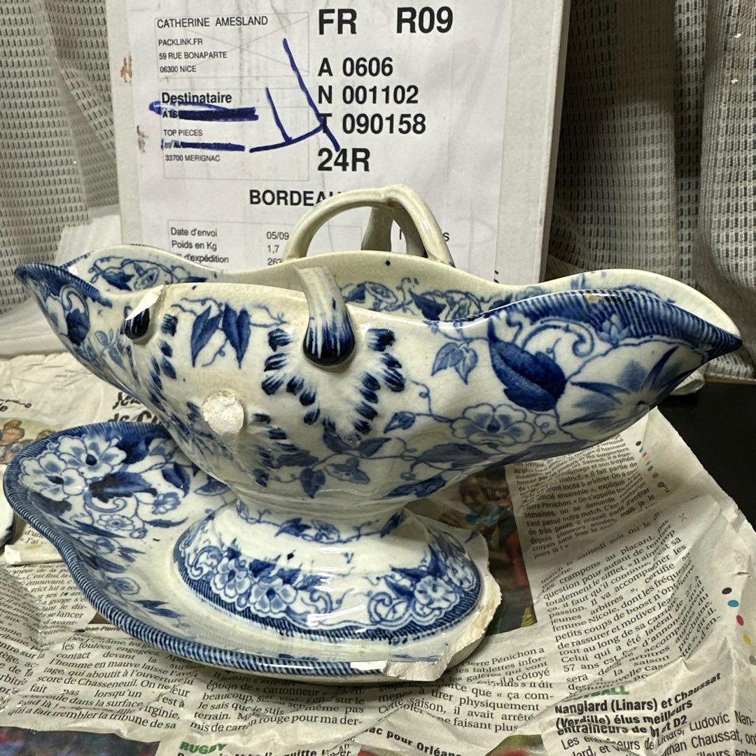 金継ぎ用　クレイユモントロー　ソーシエール　フランスアンティーク食器