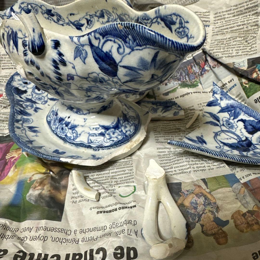 金継ぎ用　クレイユモントロー　ソーシエール　フランスアンティーク食器