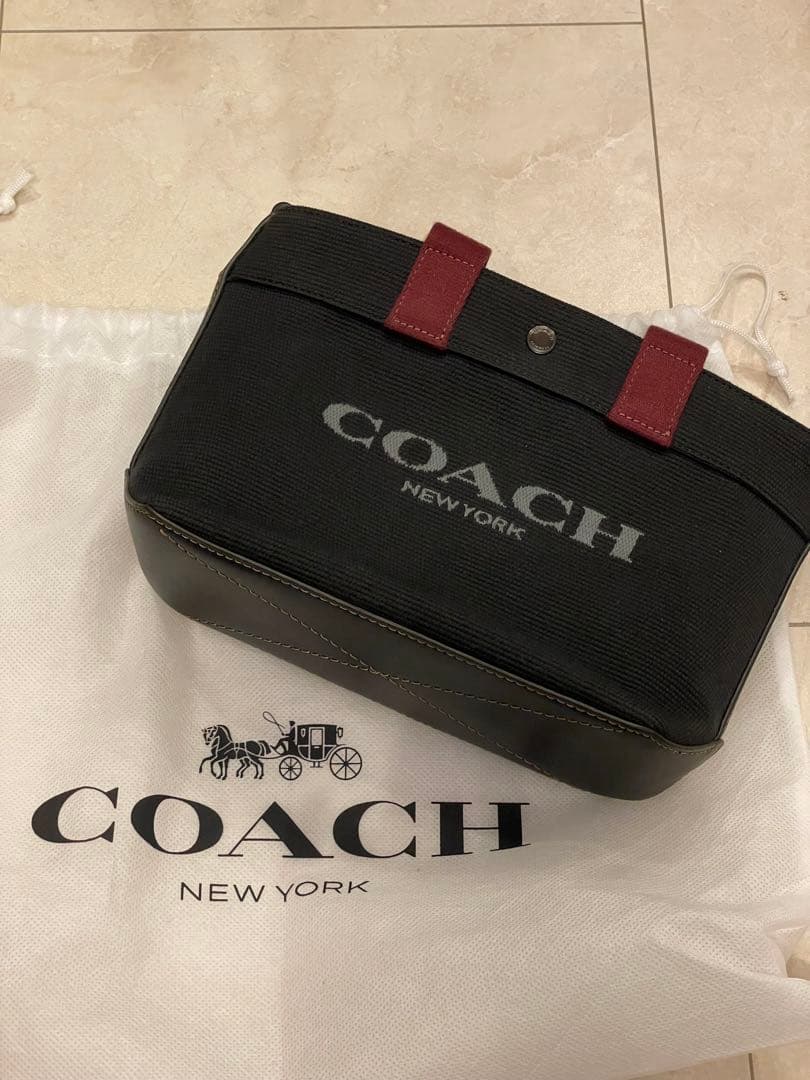 【値下げ中】COACH トートバッグ ブラック/バーガンディ