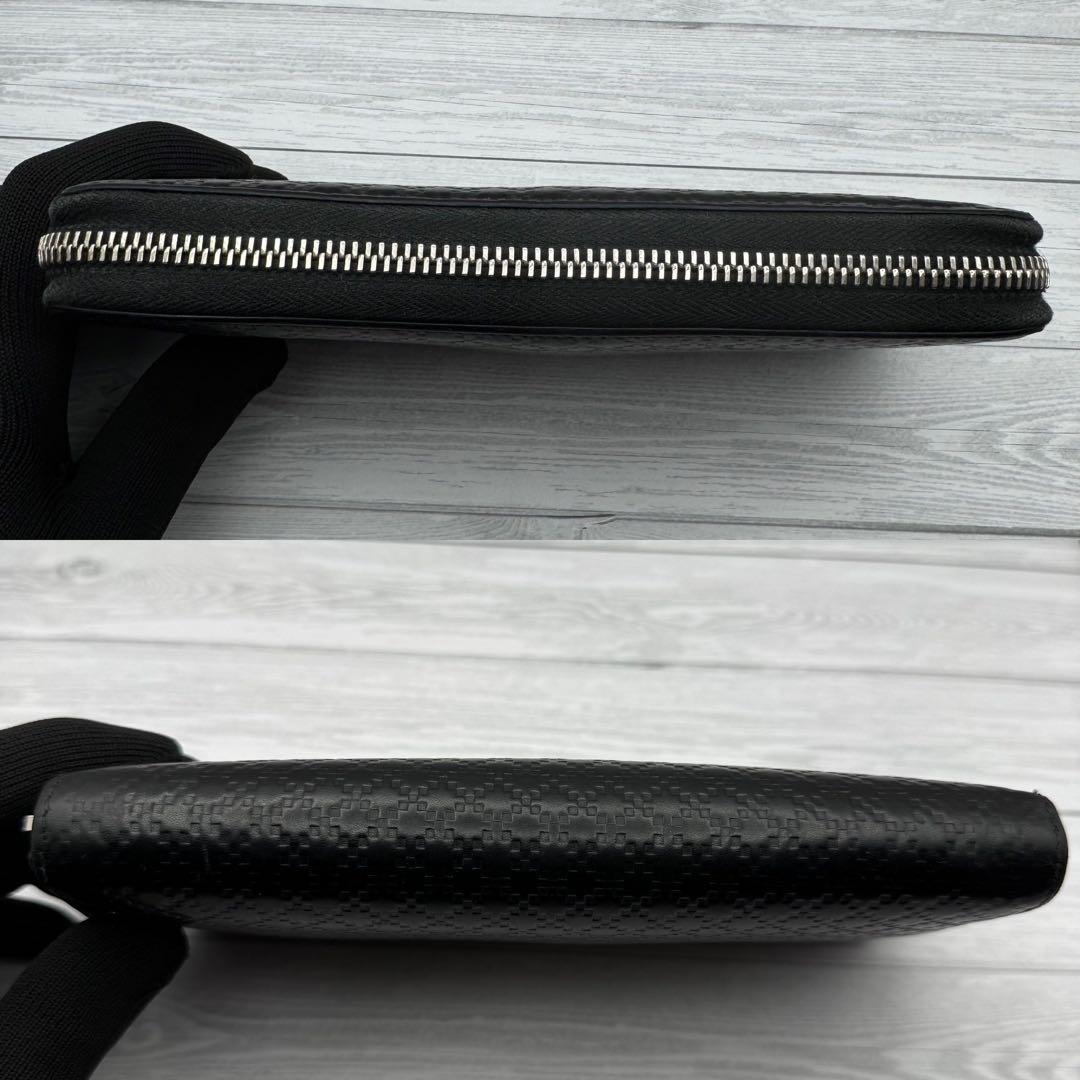 【美品】GUCCI ラウンドファスナー　長財布 ディアマンテ　レザー ブラック