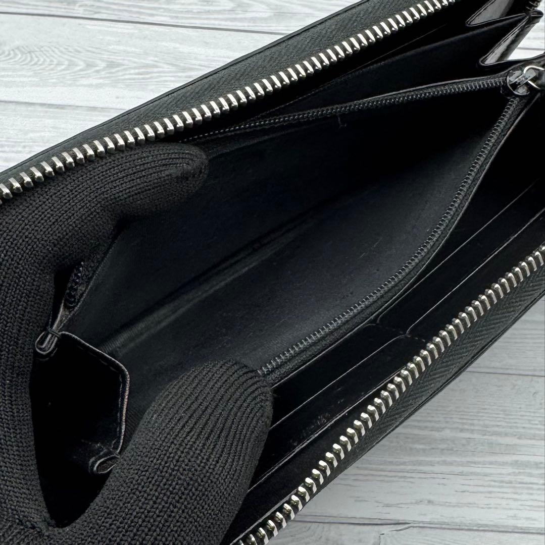 【美品】GUCCI ラウンドファスナー　長財布 ディアマンテ　レザー ブラック