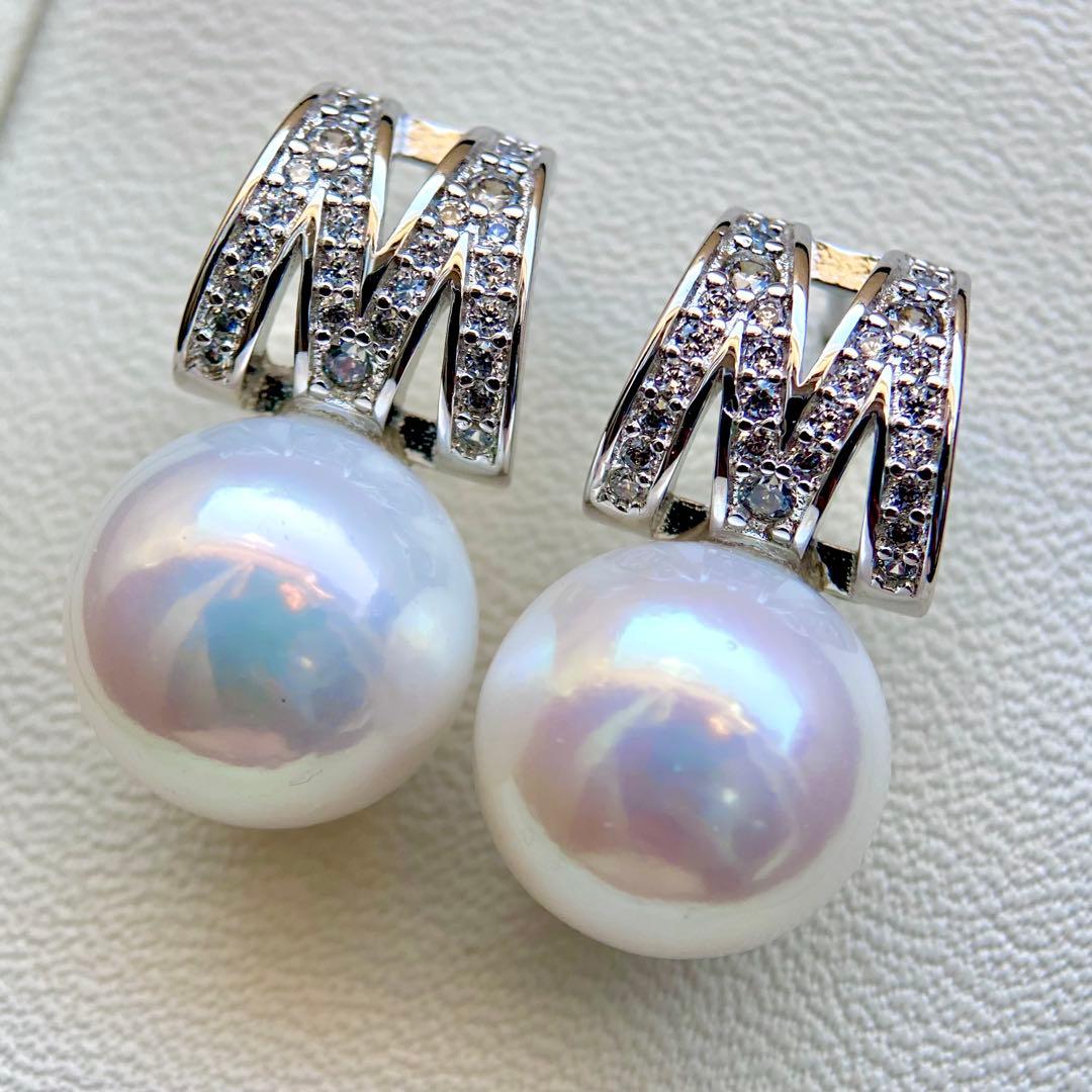 ミルクティ様まとめ専用エジソンパール　ホワイト11.2㍉s925ピアスBL923