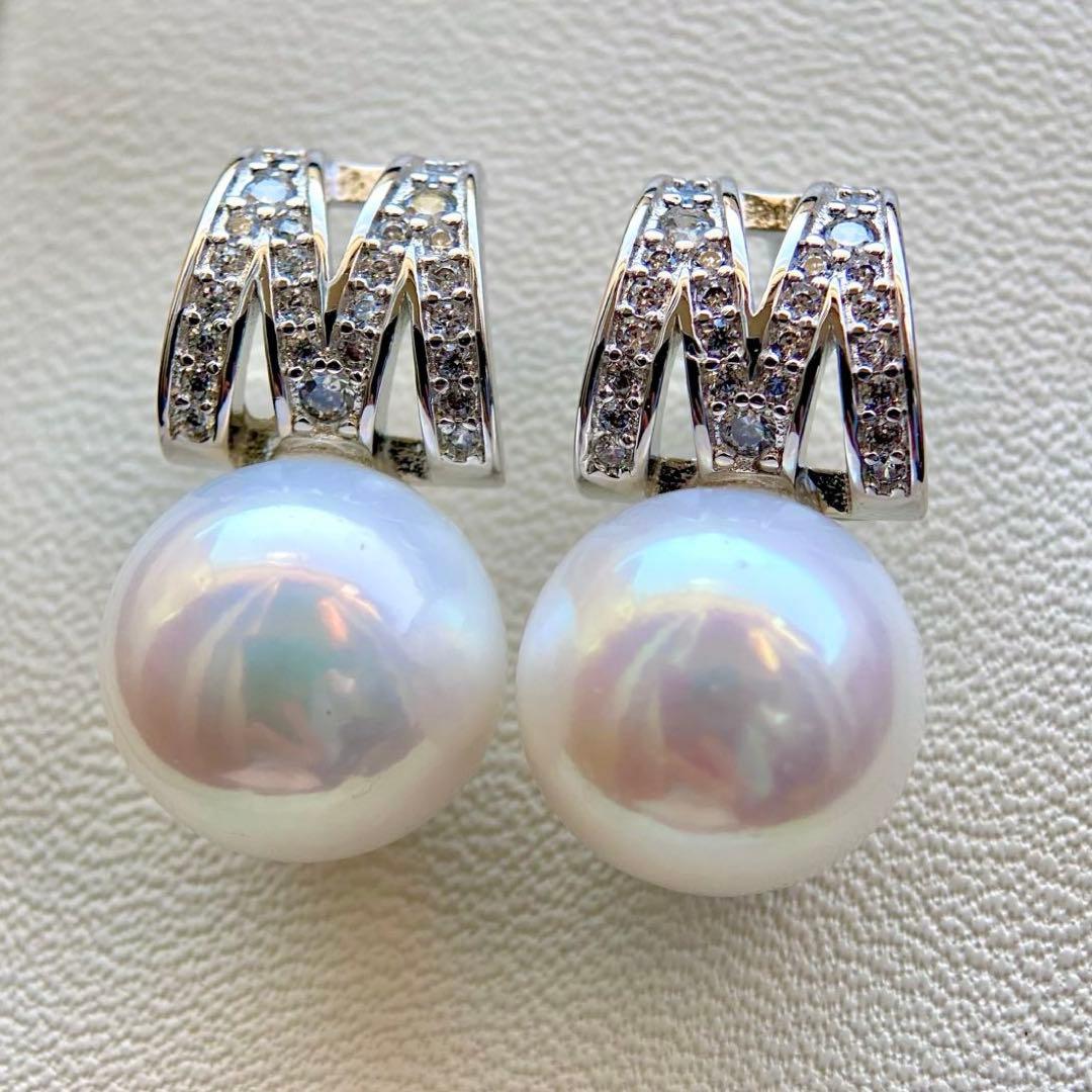 ミルクティ様まとめ専用エジソンパール　ホワイト11.2㍉s925ピアスBL923