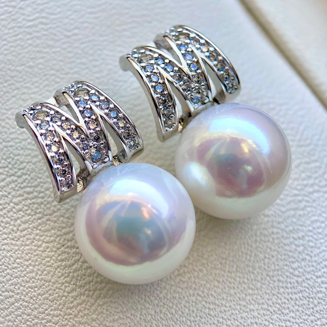 ミルクティ様まとめ専用エジソンパール　ホワイト11.2㍉s925ピアスBL923