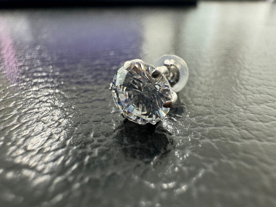 バブ様プラチナプレシオサキュービック メンズピアス(片方)1.00CT相当*新品