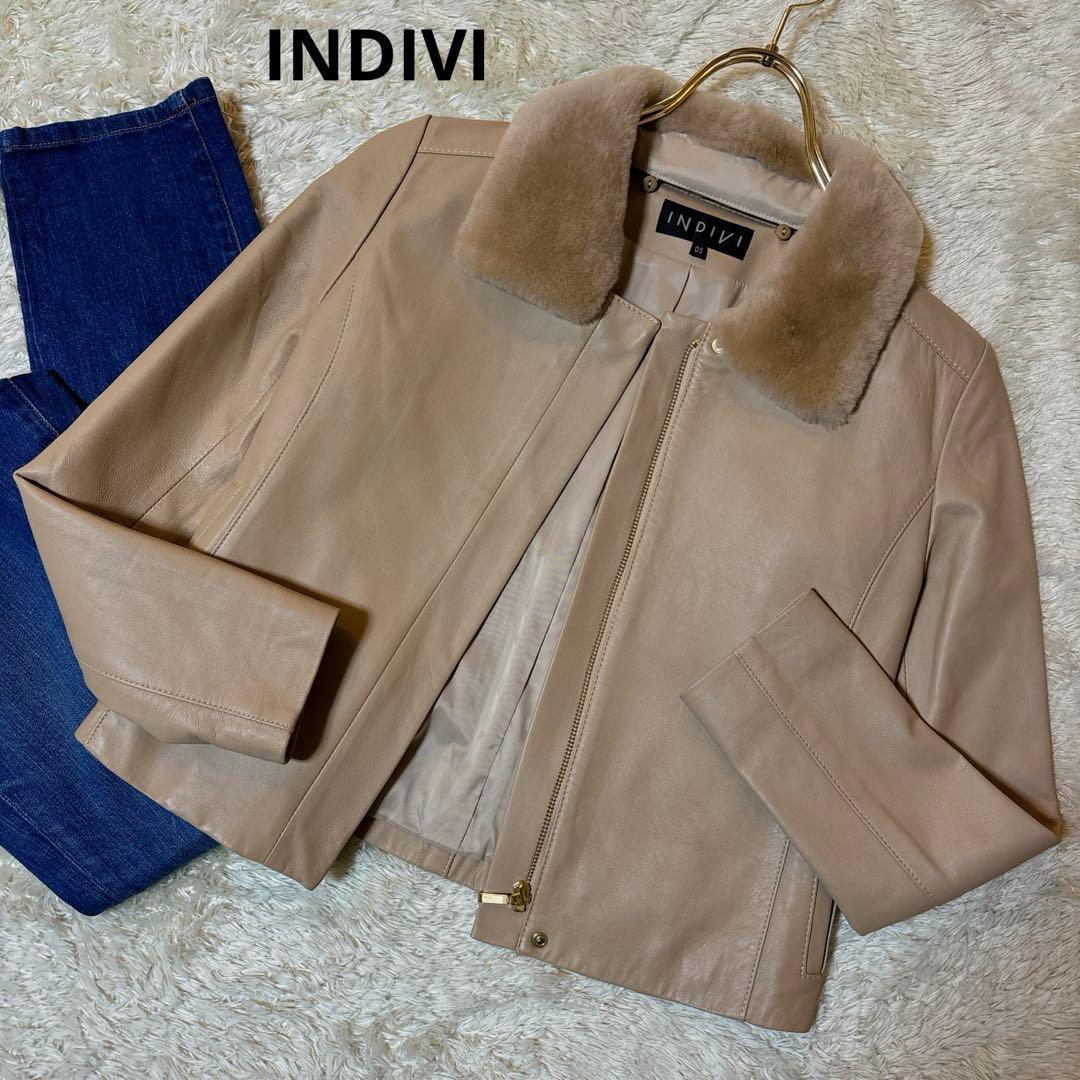 定価54000円 美品 05 indivi ファー付レザージャケット ライダース
