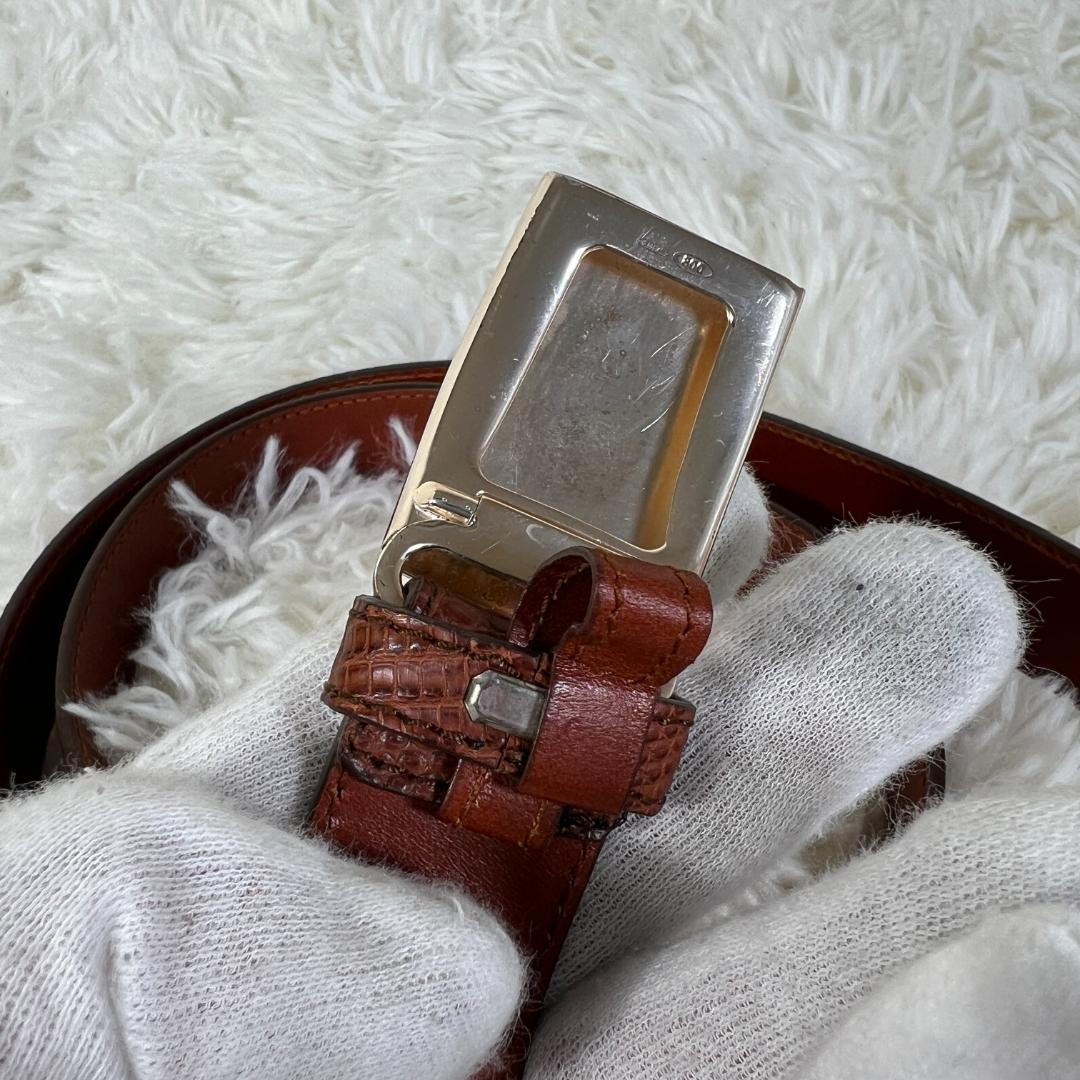 ブルネロクチネリ　カーフベルト　銀800バックル シルバー Silver