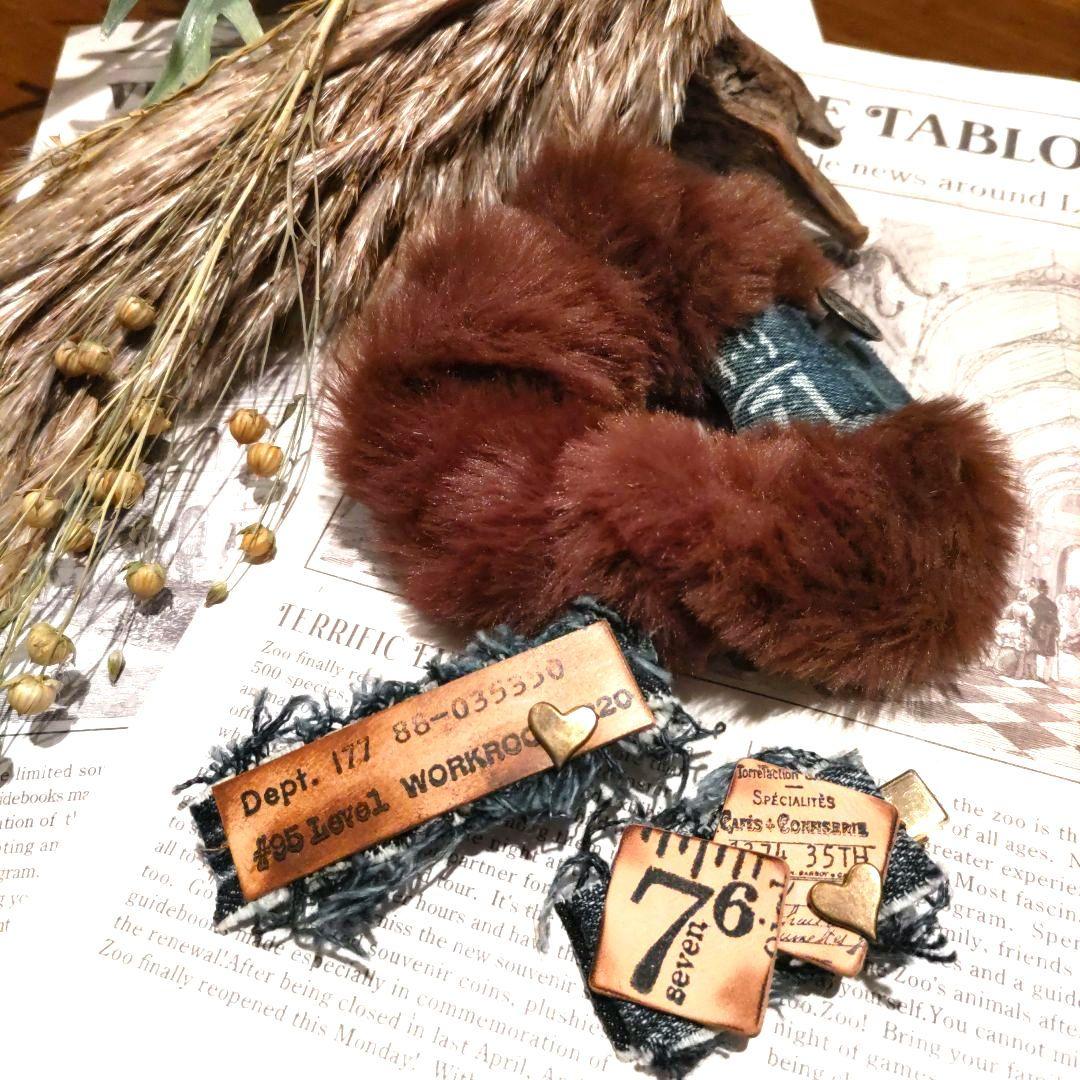 デニムリメイク☆ヘアアクセサリー3点セット✨