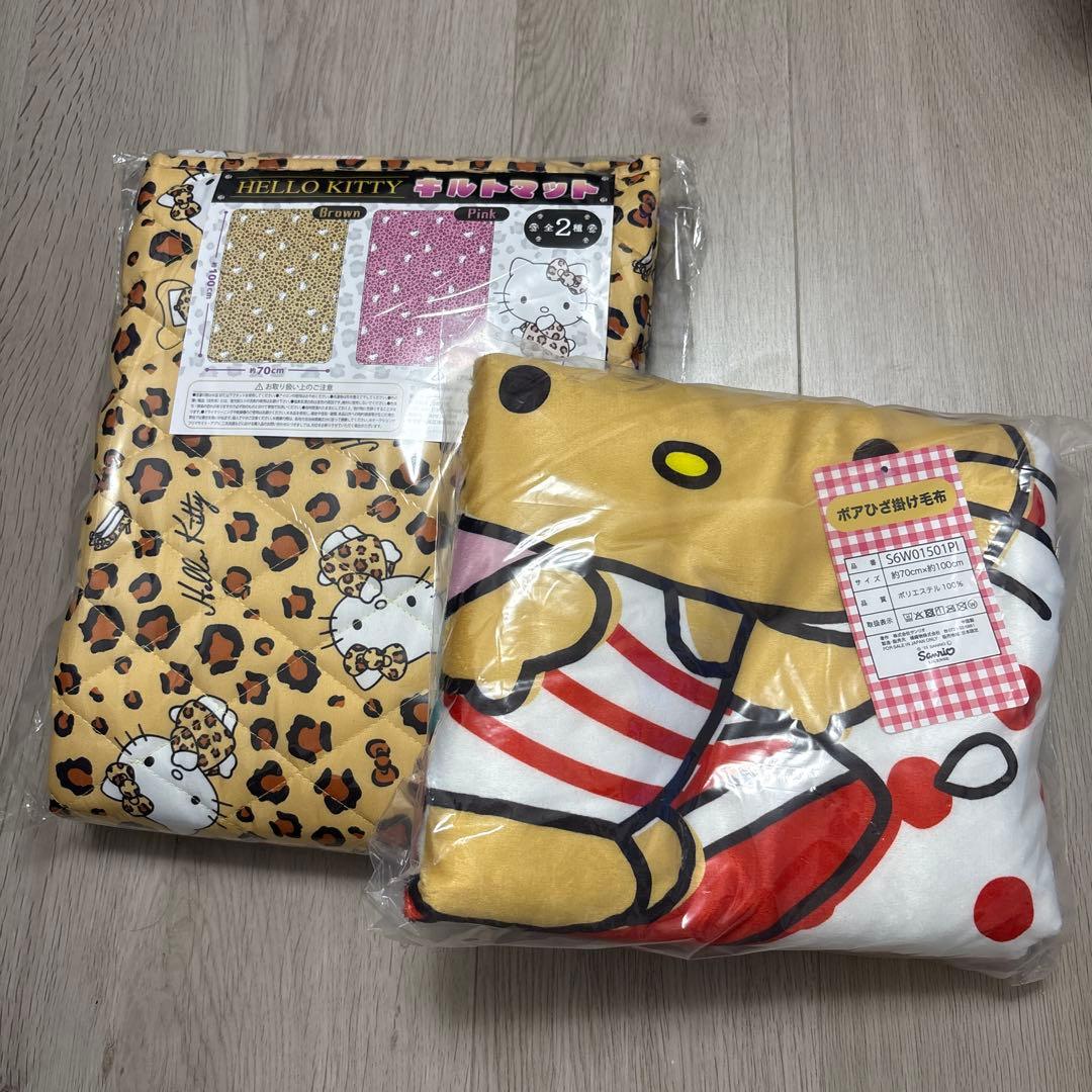 ハローキティキルトマット ヒョウ柄 ブラウンブランケット日焼けキティ　最終値下げ
