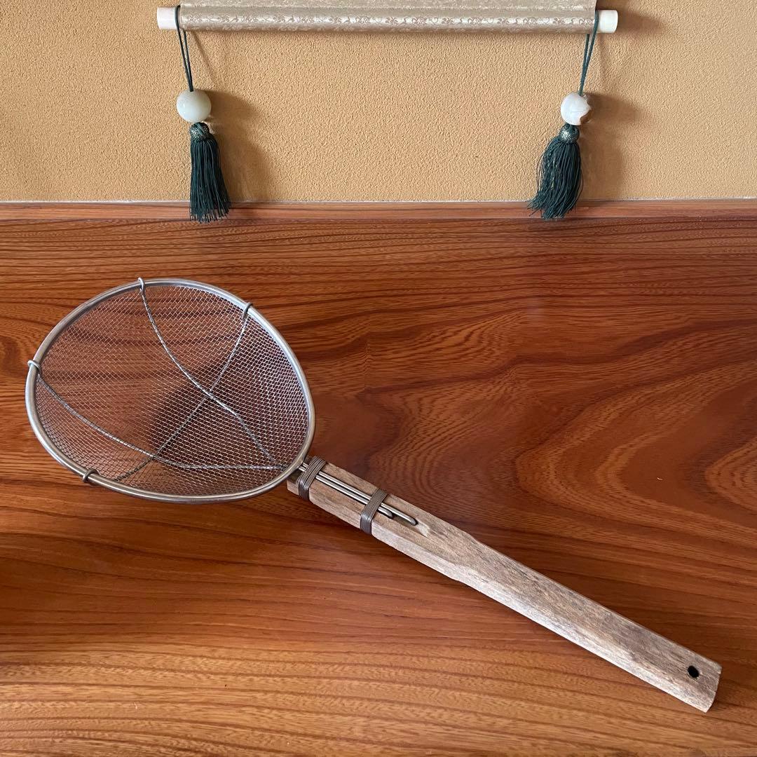 【手打蕎麦道具】そば揚げ 麺揚げ ステンレス・木製ストレーナー 蕎麦屋 うどん屋