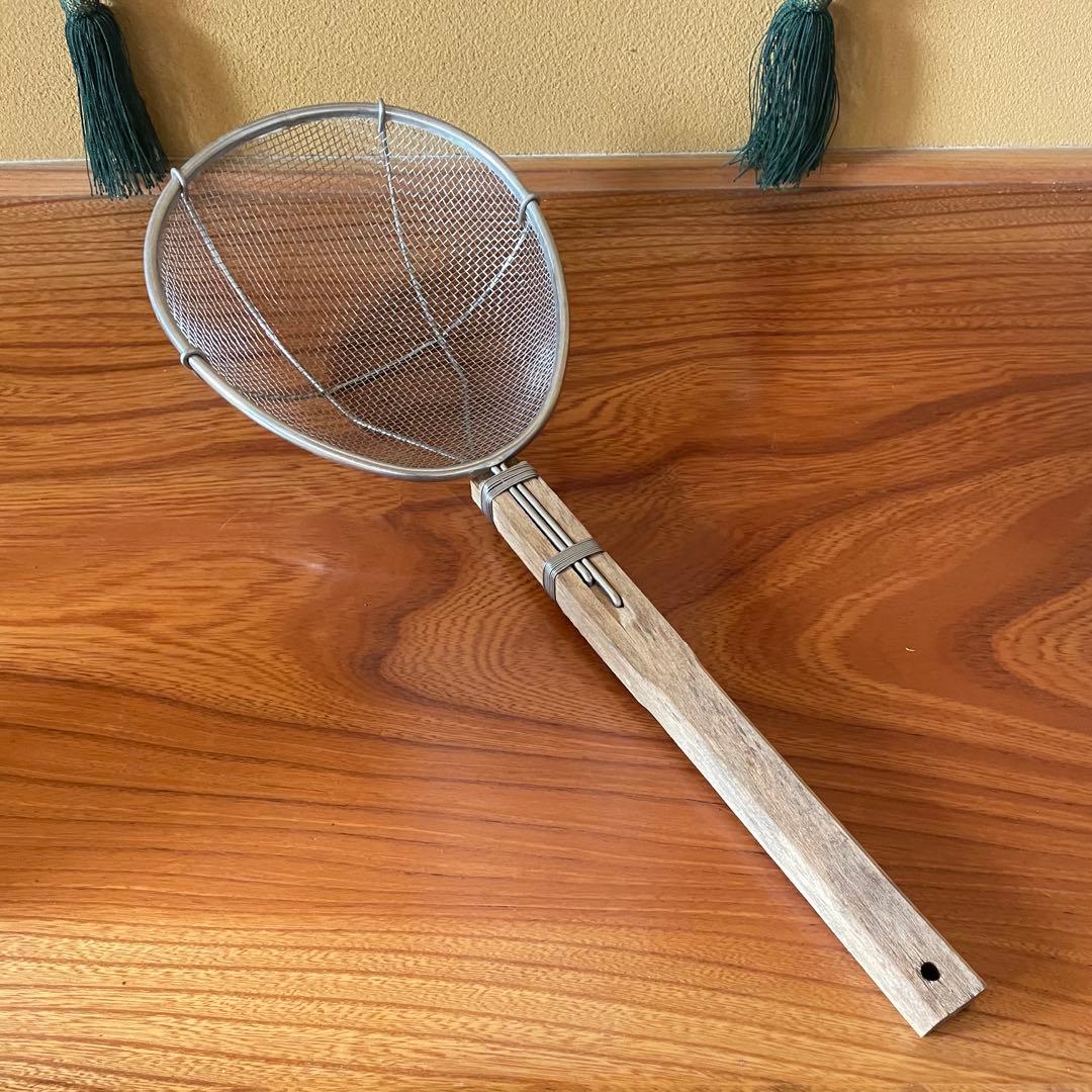 【手打蕎麦道具】そば揚げ 麺揚げ ステンレス・木製ストレーナー 蕎麦屋 うどん屋