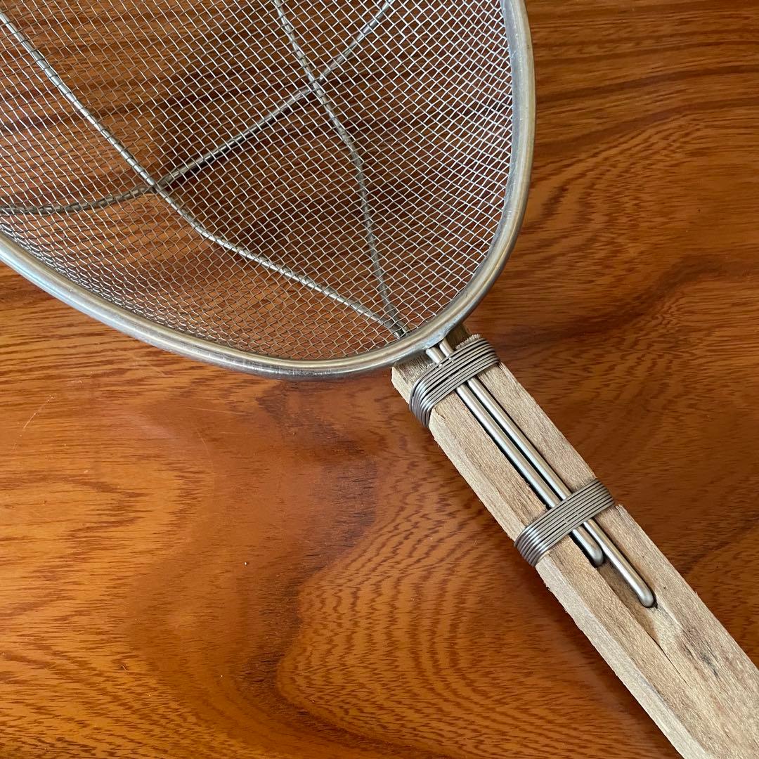 【手打蕎麦道具】そば揚げ 麺揚げ ステンレス・木製ストレーナー 蕎麦屋 うどん屋