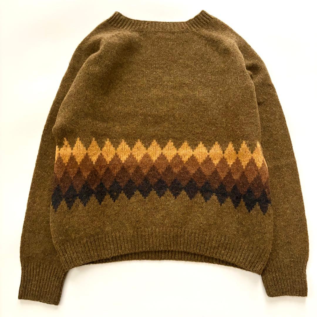 【スコットランド製】マーガレットハウエル　フェアアイル柄ニット　ブラウン　ウール