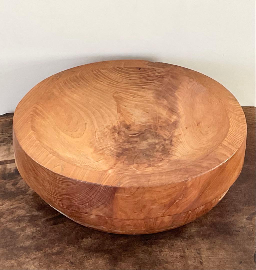 欅　無垢材　くりぬき　木鉢　こね鉢　木彫　古道具　径約47cm　約14.3kg