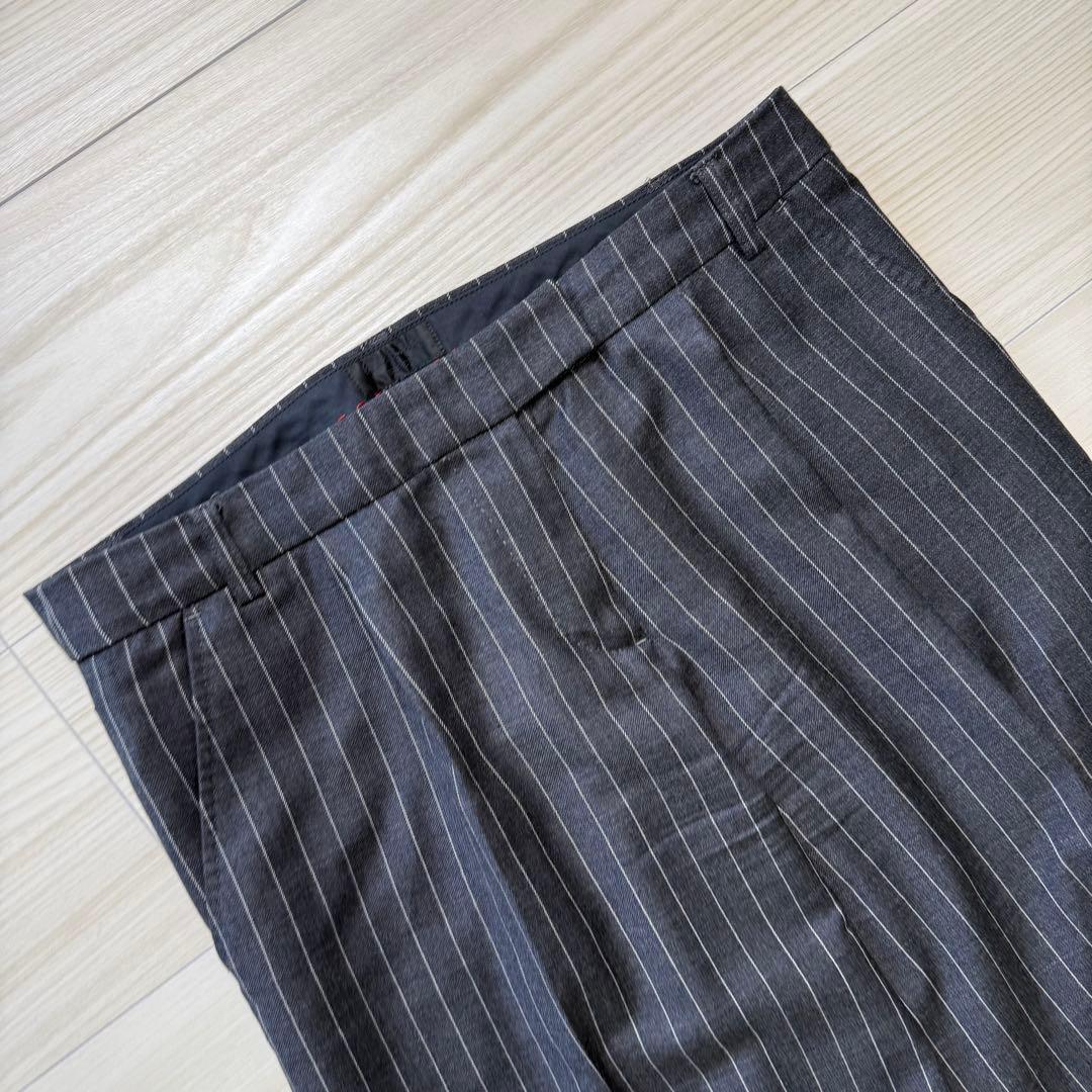【美品】 ポールスミス ブラック パンツスーツ ストライプ 裏地花柄 総裏 2B