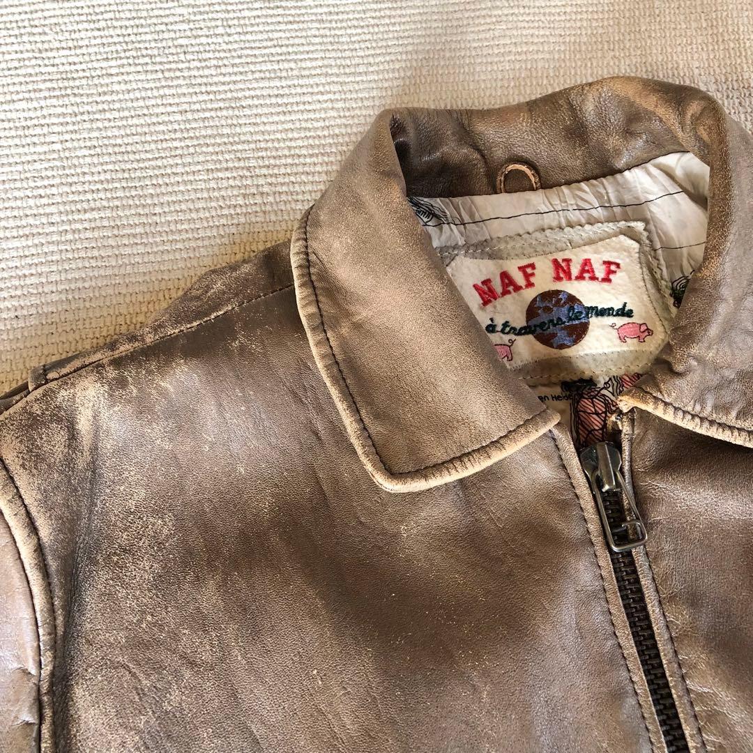 希少品 NAF NAF フライトジャケット レザージャケット G-1 羊革 XL