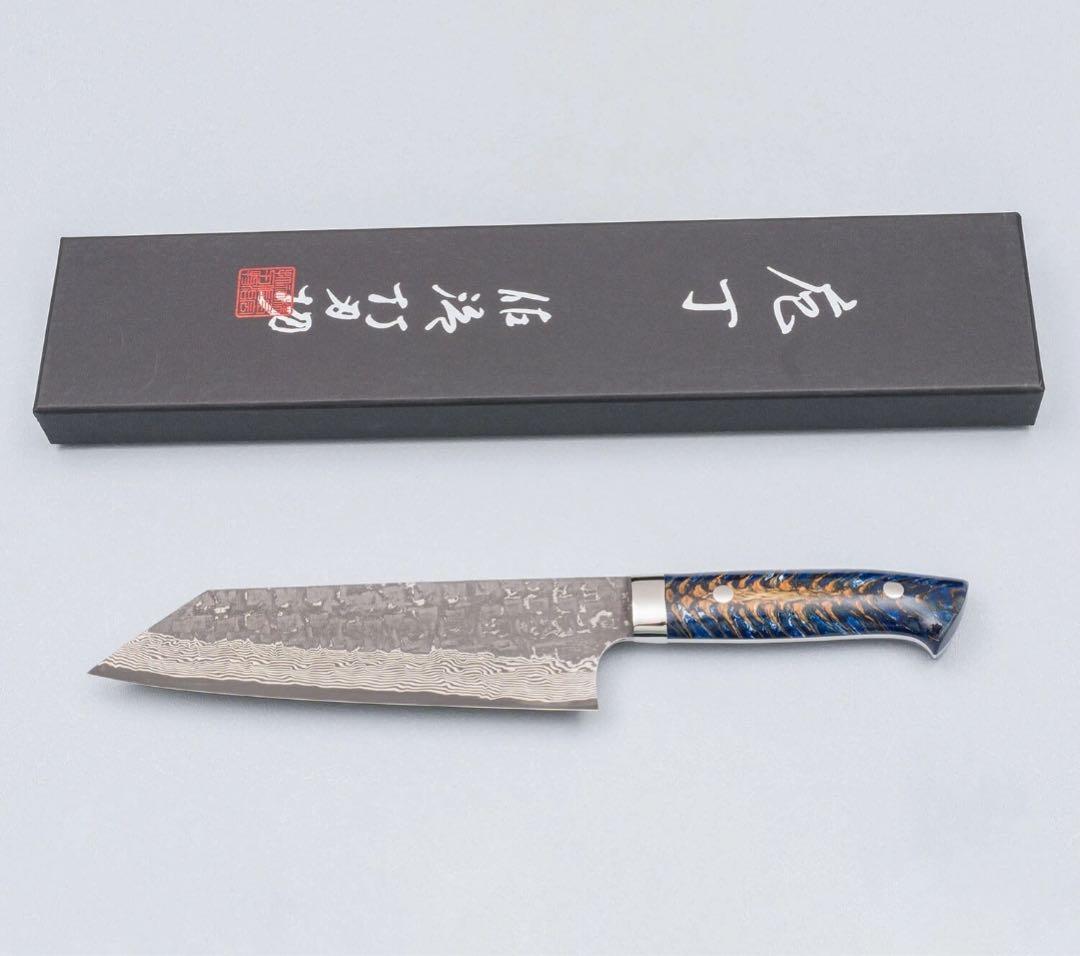 佐治武士　クロス槌目　黒打ち　vg10 文化180mm